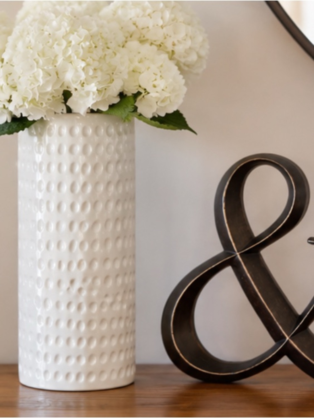 West Elm White Vase + Decorative Ampersand & Sign – Modern Home Decor